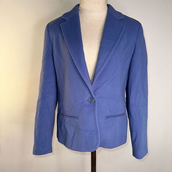 Kate Hill Womens Wool & Cashmere Blend Bold Blue Blazer Jacket Preppy 6 Petite - Picture 1 of 9